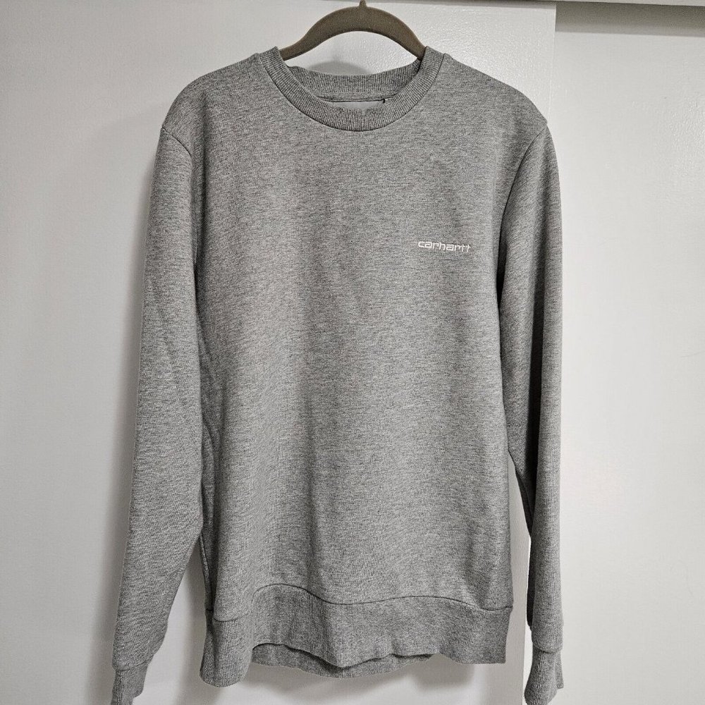 Carhartt Size S Gray Thick Sweatshirt Script Embroidery Sweat Work In Progress
